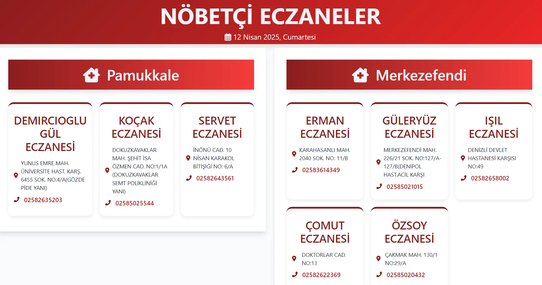 C# Nöbetçi Eczaneler